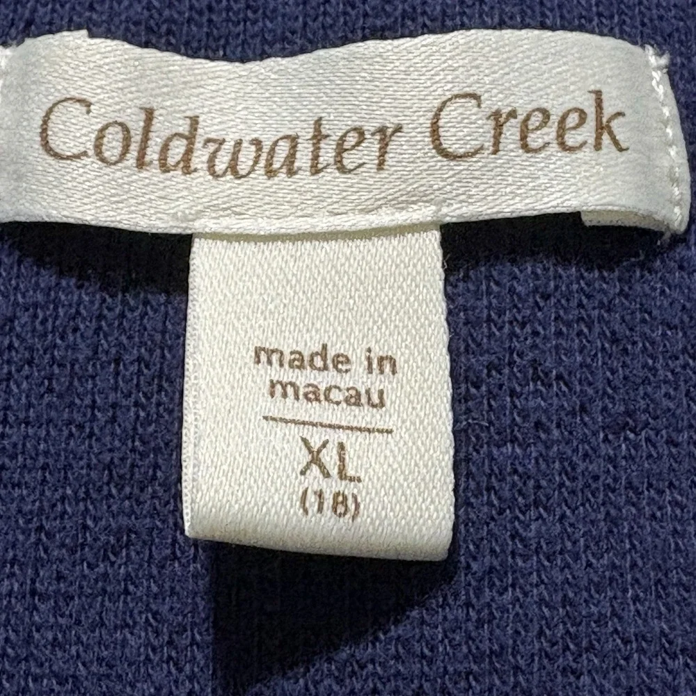 Coldwater Creek Women's‎ 1/4 Zip Pullover Sweater Blue 100% Cotton Size XL (18)